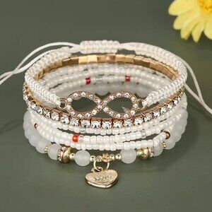 Czech Glass Seed Beads Stretch & Pull Tie Bracelet ~ Set of 6